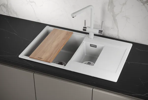ES-7808, АРКТИК (БЕЛЫЙ), кухонная мойка, кварц, ESTETICA ES-7808, АРКТИК (БЕЛЫЙ), кухонная мойка, кварц, ESTETICA
