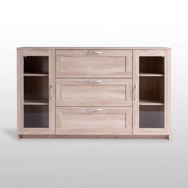 2.02.03.370.3 СИРИУС тумба 2 двери со стеклом и 3 ящика 156х95 сонома RU 2.02.03.370.3 СИРИУС тумба 2 двери со стеклом и 3 ящика 156х95 сонома RU