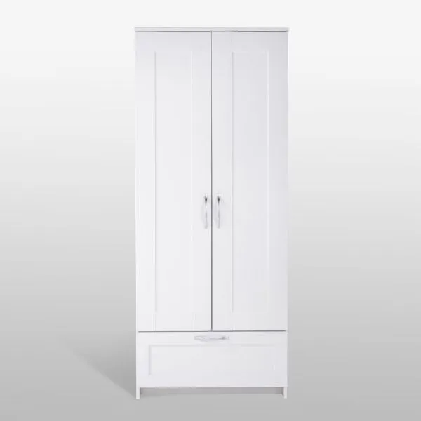 2.02.01.240.1 СИРИУС шкаф для одежды 2 двери и 1 ящик белый RU