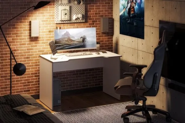 S01286 ВАРДИГ К3 стол компьютерный 120x65x75, белый/серый