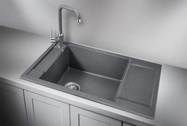 7806, ГРАФИТ (ЧЁРНО-СЕРЫЙ), кухонная мойка, кварц