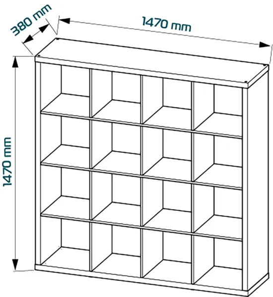 S00685 Фора 16 стеллаж 146x146х38, дуб беленый