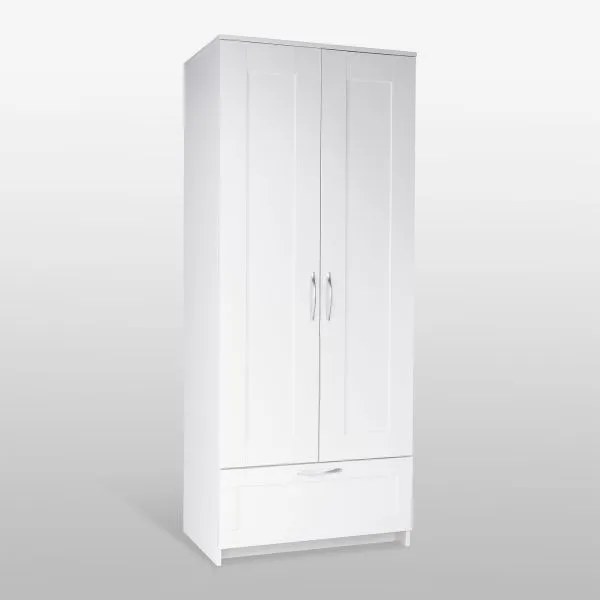 2.02.01.240.1 СИРИУС шкаф для одежды 2 двери и 1 ящик белый RU