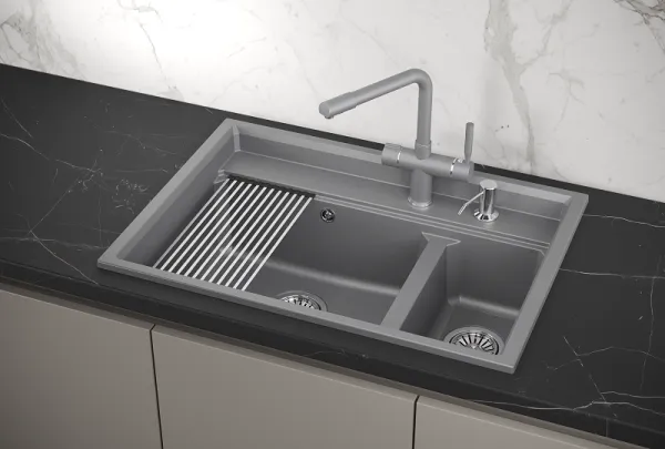 KS-7302, АЛЮМИНИУМ, кухонная мойка, кварц KS-7302, АЛЮМИНИУМ, кухонная мойка, кварц