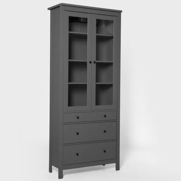 2.08.07.130.4 САГА шкаф с витриной 90 серый RU 2.08.07.130.4 САГА шкаф с витриной 90 серый RU