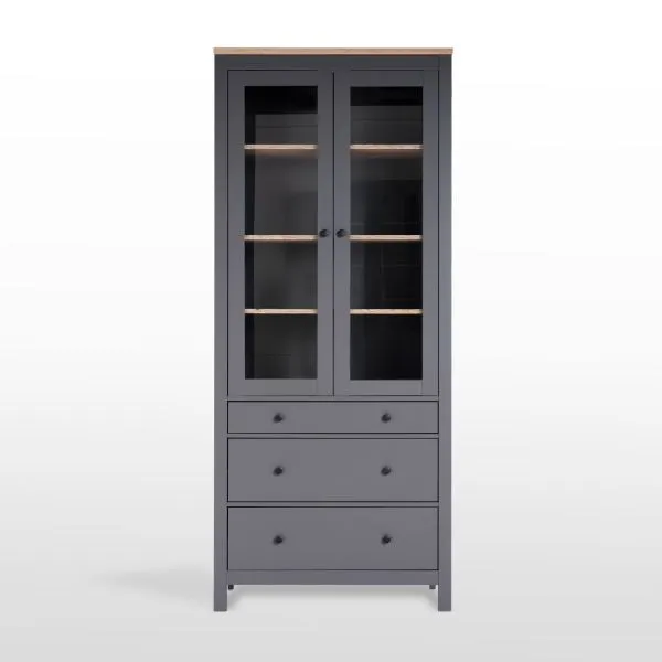 2.08.07.130.15 САГА шкаф с витриной 90 серый/ясень RU 2.08.07.130.15 САГА шкаф с витриной 90 серый/ясень RU