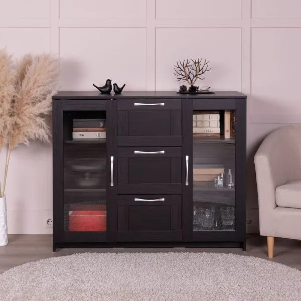 2.02.03.380.5 СИРИУС тумба 2 двери со стеклом и 3 ящика 117х95 Дуб Венге RU 2.02.03.380.5 СИРИУС тумба 2 двери со стеклом и 3 ящика 117х95 Дуб Венге RU