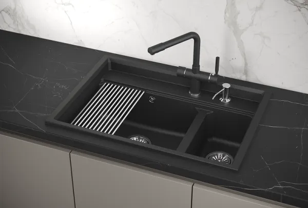 KS-7302, ЧЁРНЫЙ  кухонная мойка, кварц KS-7302, ЧЁРНЫЙ  кухонная мойка, кварц