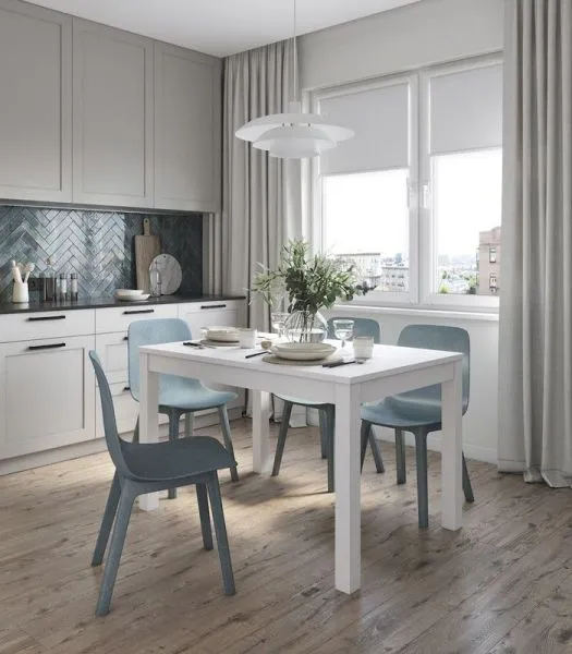 S00494 ВАРДИГ М стол обеденный 120(180)x74x80 шпон, ясень белый