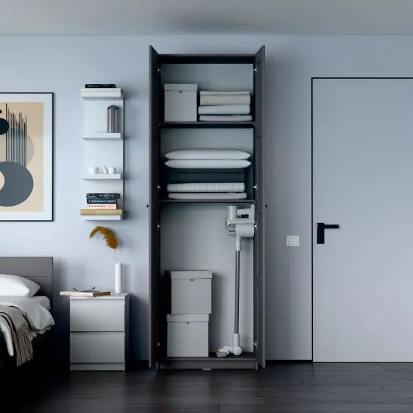 2.06.01.040.4 МАКС шкаф 2 двери 75х38х233 серый RU 2.06.01.040.4 МАКС шкаф 2 двери 75х38х233 серый RU