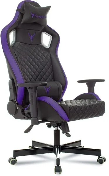 Кресло игровое Knight Outrider черный/фиолетовый ромбик экокожа с подголов. крестов. металл