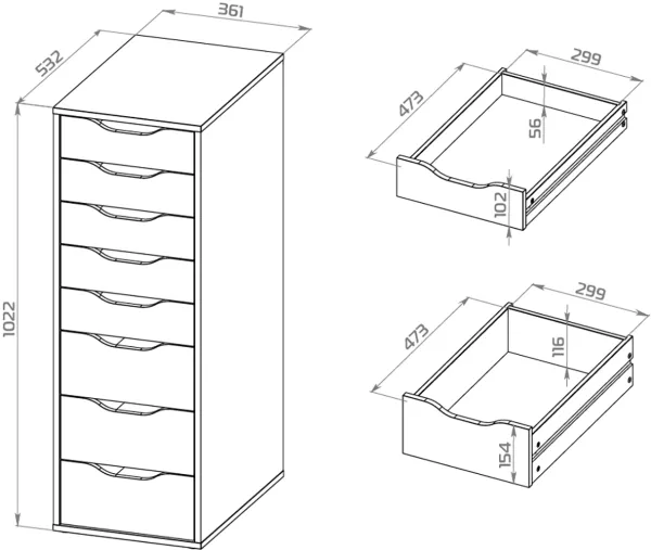 S00395 Ингар 8 комод 36x102x53, белый