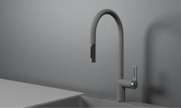 GR-8172, АЛЮМИНИУМ, СМЕСИТЕЛЬ КУХОННЫЙ С ВЫДВИЖНЫМ ИЗЛИВОМ