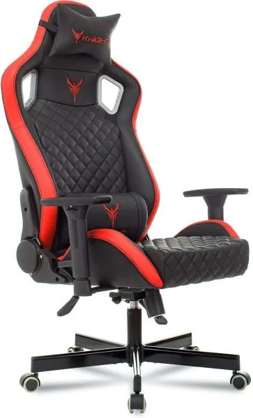 Кресло игровое Knight Outrider черный/красный ромбик экокожа с подголов. крестов. металл