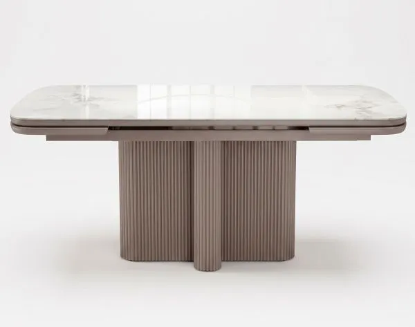 Стол DikLine DKO160 Керамика Platinum ART (белый глянец)/подстолье капучино/опоры капучино (2 уп.)