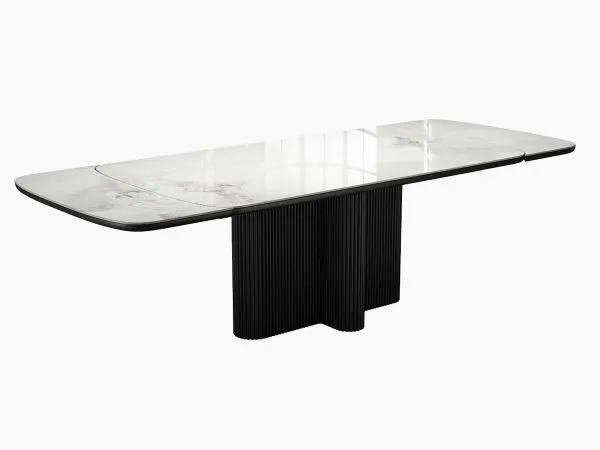 Стол DikLine DKO140 Керамика Platinum ART (белый глянец)/подстолье черное/опоры черные (2 уп.)
