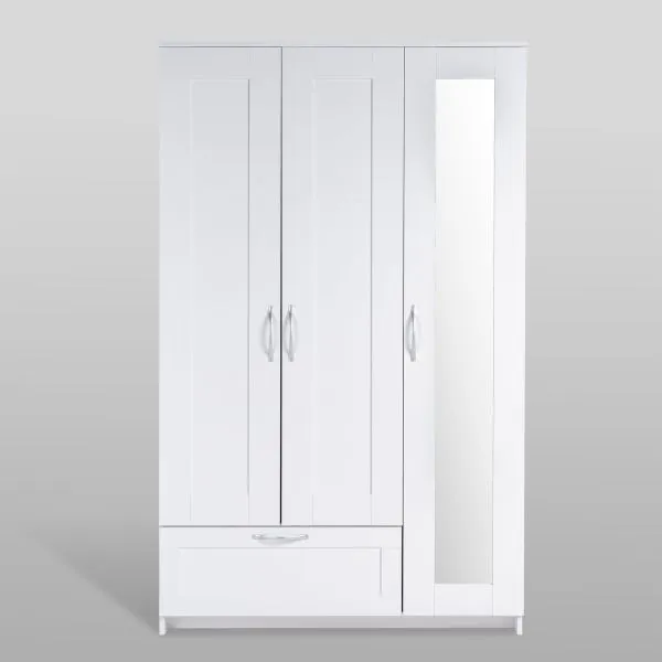 2.02.01.030.1 СИРИУС шкаф комбинированный "3 двери и 1 ящик белый RU" (с 1 зеркалом)