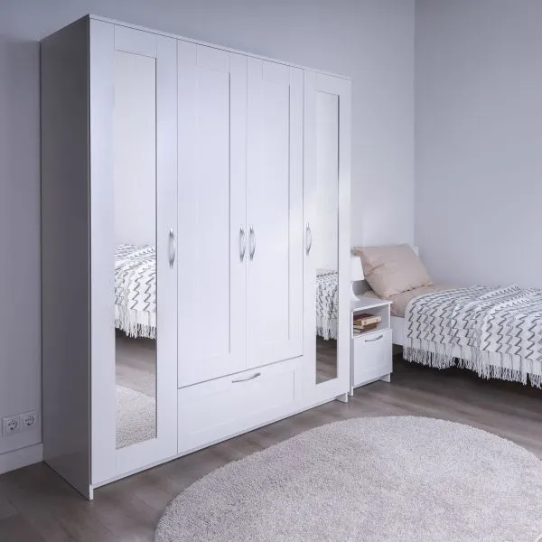 2.02.01.042.1 СИРИУС шкаф комбинированный "4 двери и 1 ящик белый RU (с 2 зеркалами)"