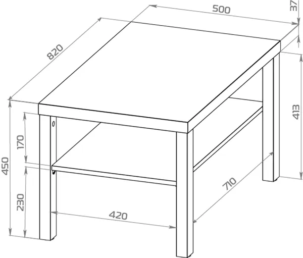 S00807 Энкель 82 журнальный cтол 82x50x45, дуб беленый