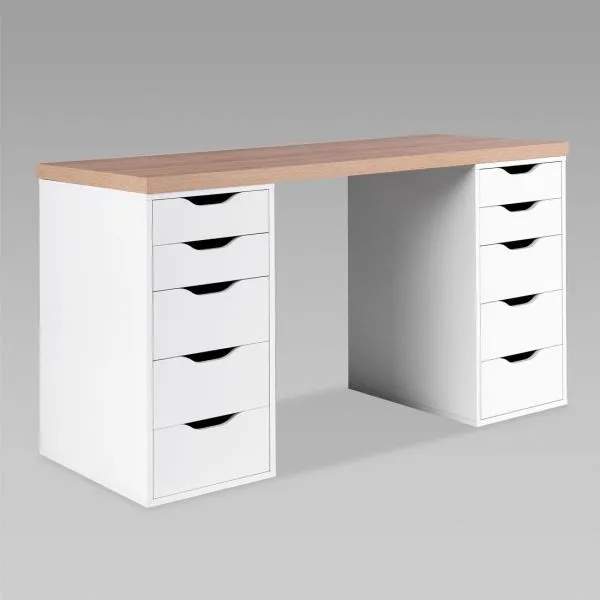 S00920 Ингар 2/55 стол письменный 140x75x55, дуб беленый/белый