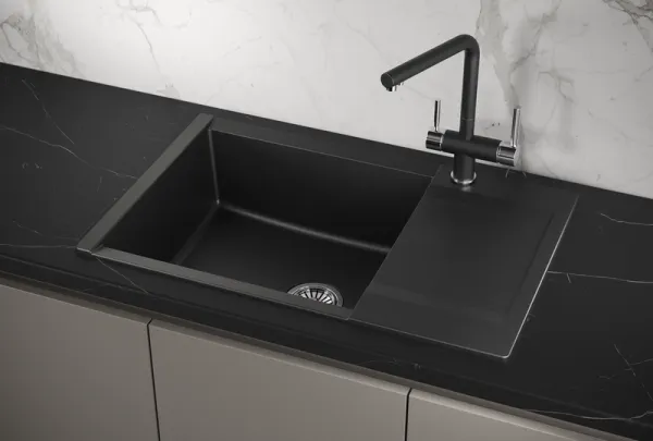 ES-7807, ШВАРЦ (чёрный металлик), кухонная мойка, кварц, ESTETICA ES-7807, ШВАРЦ (чёрный металлик), кухонная мойка, кварц, ESTETICA