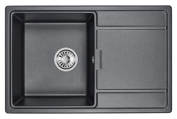 7804, ШВАРЦ (чёрный металлик), кухонная мойка, кварц