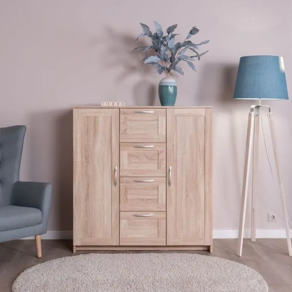 2.02.03.350.3 СИРИУС тумба 2 двери и 4 ящика 117х123 сонома RU 2.02.03.350.3 СИРИУС тумба 2 двери и 4 ящика 117х123 сонома RU