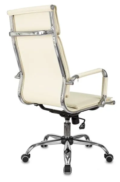 Кресло руководителя Бюрократ Ch-993 слоновая кость экокожа крестов. металл хром