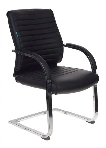 Кресло Бюрократ T-8010-Low-V черный экокожа низк.спин. полозья металл хром