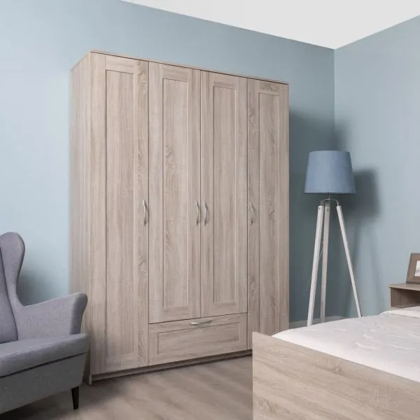 2.02.01.490.3 СИРИУС шкаф 4 двери и 1 ящик 156х59х220 сонома RU