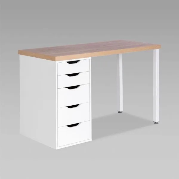 S00883 Ингар 1/5Т стол письменный 120x75x55, дуб беленый/белый