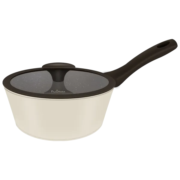 Ковш FILIGRANA EDDA FG18EDD01SP из кованого алюминия со стеклянной крышкой, 18 см Бежевый Ковш FILIGRANA EDDA FG18EDD01SP из кованого алюминия со стеклянной крышкой, 18 см Бежевый