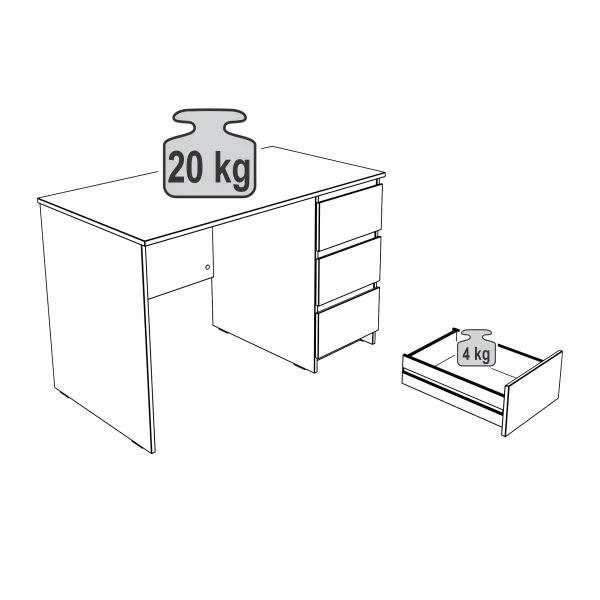 2.03.06.090.1 КАСТОР стол письменный 3 ящика 116х65 RU белый 2.03.06.090.1 КАСТОР стол письменный 3 ящика 116х65 RU белый