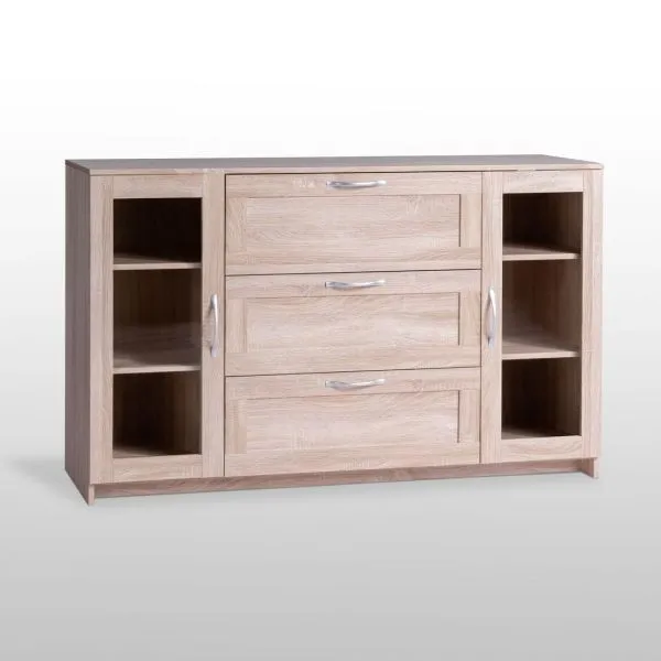 2.02.03.370.3 СИРИУС тумба 2 двери со стеклом и 3 ящика 156х95 сонома RU 2.02.03.370.3 СИРИУС тумба 2 двери со стеклом и 3 ящика 156х95 сонома RU