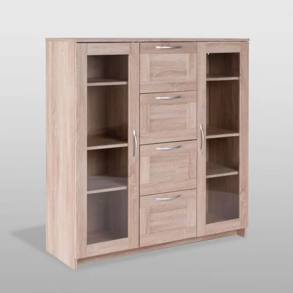 2.02.03.400.3 СИРИУС тумба 2 двери со стеклом и 4 ящика 117х123 сонома RU 2.02.03.400.3 СИРИУС тумба 2 двери со стеклом и 4 ящика 117х123 сонома RU