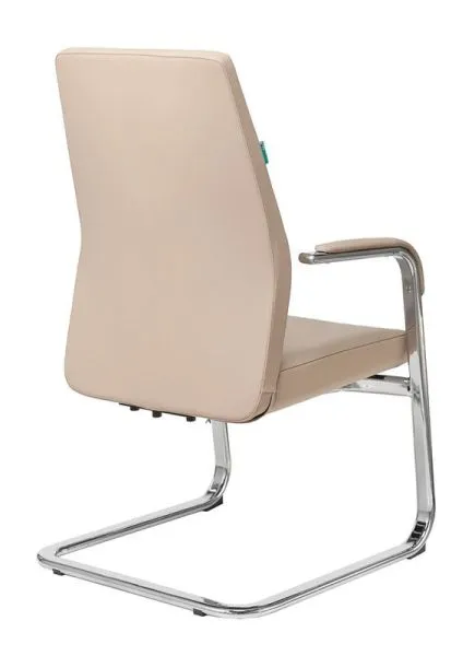 Кресло Бюрократ _JONS-LOW-V бежевый кожа низк.спин. полозья металл хром