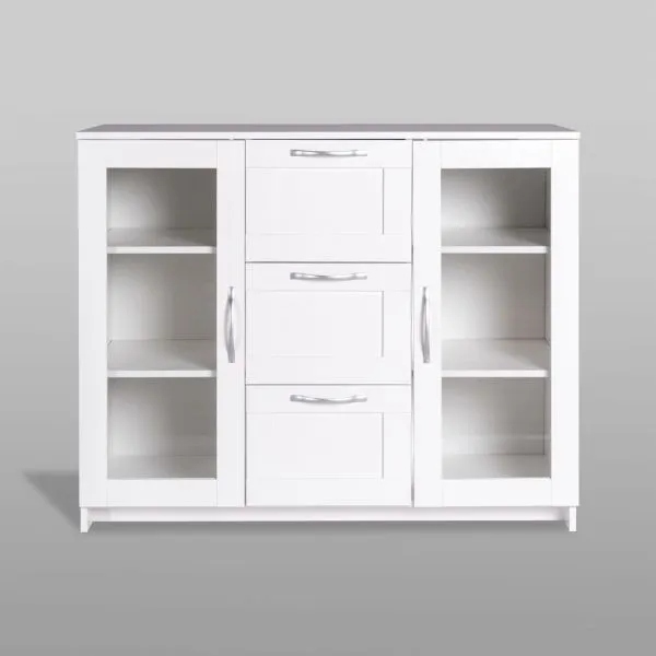 2.02.03.380.1 СИРИУС тумба 2 двери со стеклом и 3 ящика 117х95 белая RU 2.02.03.380.1 СИРИУС тумба 2 двери со стеклом и 3 ящика 117х95 белая RU