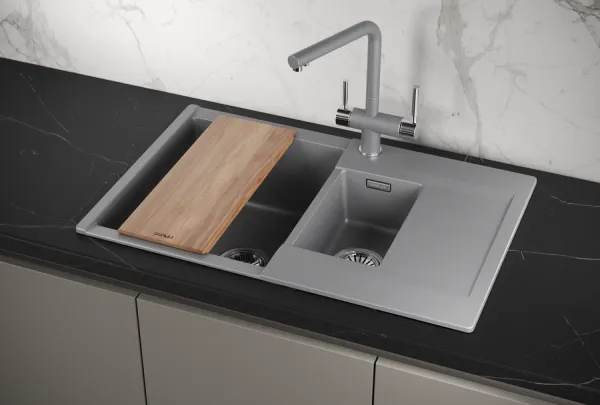 ES-7808, АЛЮМИНИУМ, кухонная мойка, кварц, ESTETICA ES-7808, АЛЮМИНИУМ, кухонная мойка, кварц, ESTETICA