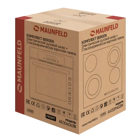Комплект MAUNFELD Bergen (Духовой шкаф AEOD6063B - 1шт., Варочная панель AVCE594D2BK - 1шт.) Черный