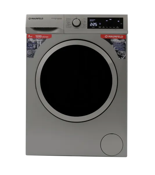 Стиральная машина с инвертором и паром MAUNFELD MFWM128400 ST INVERTER Нержавеющая сталь