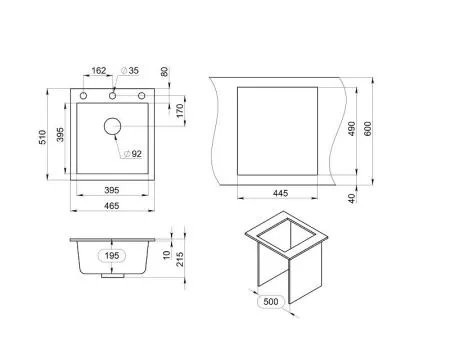 4651, АЛЮМИНИУМ, кухонная мойка, кварц