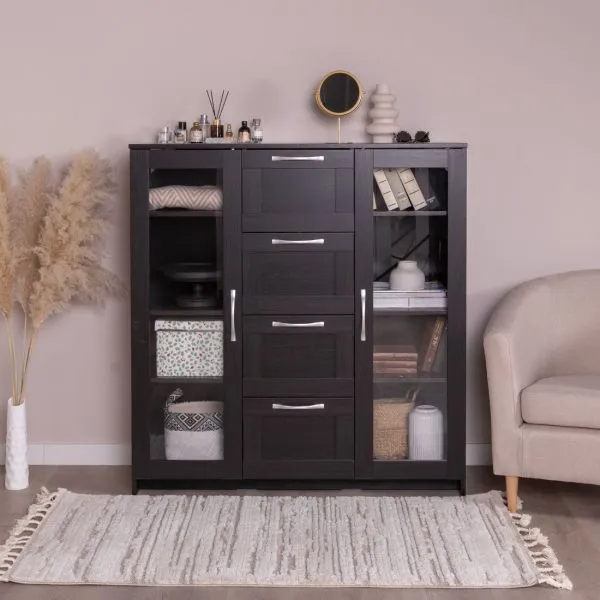 2.02.03.400.5 СИРИУС тумба 2 двери со стеклом и 4 ящика 117х123 Дуб Венге RU 2.02.03.400.5 СИРИУС тумба 2 двери со стеклом и 4 ящика 117х123 Дуб Венге RU