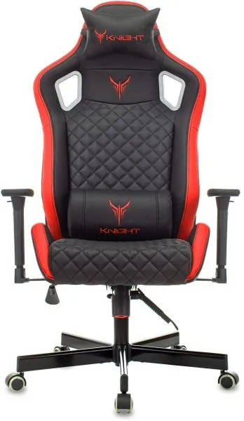 Кресло игровое Knight Outrider черный/красный ромбик экокожа с подголов. крестов. металл