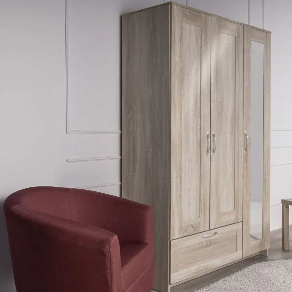 2.02.01.030.3 СИРИУС шкаф комбинированный "3 двери и 1 ящик сонома RU" (с 1 зеркалом)