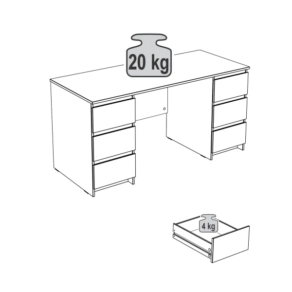 2.03.06.040.1 КАСТОР стол письменный 6 ящиков 151х65 RU белый 2.03.06.040.1 КАСТОР стол письменный 6 ящиков 151х65 RU белый
