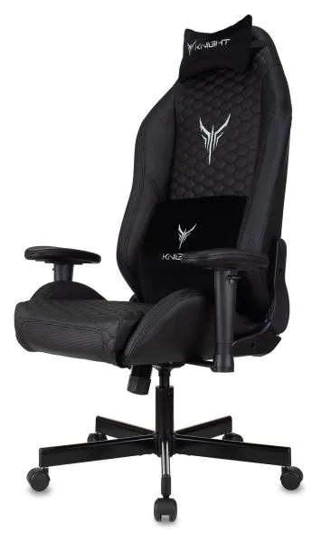 Кресло игровое Knight Neon черный соты экокожа с подголов. крестов. металл