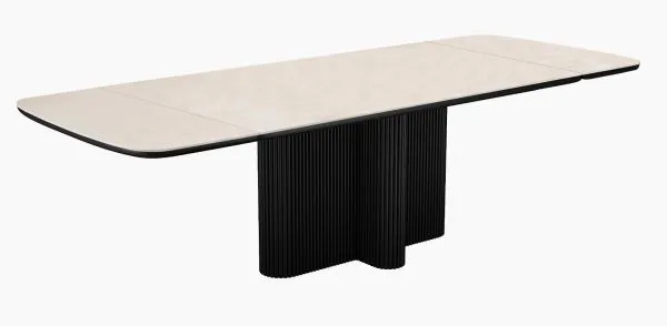 Стол DikLine DKO160 Керамика Krater Perla (бежевый матовый)/подстолье черное/опоры черные (2 уп.)