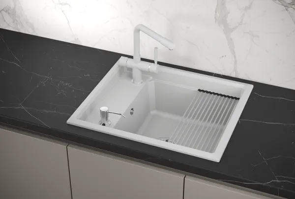 KS-6004, АРКТИК (БЕЛЫЙ), кухонная мойка, кварц KS-6004, АРКТИК (БЕЛЫЙ), кухонная мойка, кварц