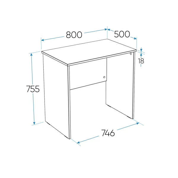 2.03.06.010.1 КАСТОР стол письменный 80х50 RU белый 2.03.06.010.1 КАСТОР стол письменный 80х50 RU белый
