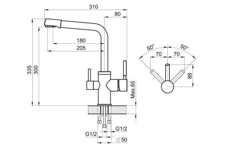 3015, XРОМ/ЧЁРНЫЙ, СМЕСИТЕЛЬ КУХОННЫЙ 3015, XРОМ/ЧЁРНЫЙ, СМЕСИТЕЛЬ КУХОННЫЙ